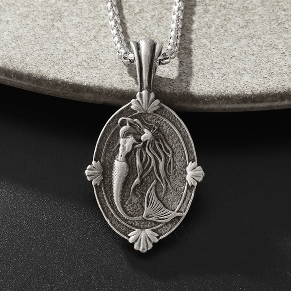 Mermaid Goddess Cameo~ Siren Sovereign Wispy Hair Abstract Art Backbend Necklace - Picture 2 of 15